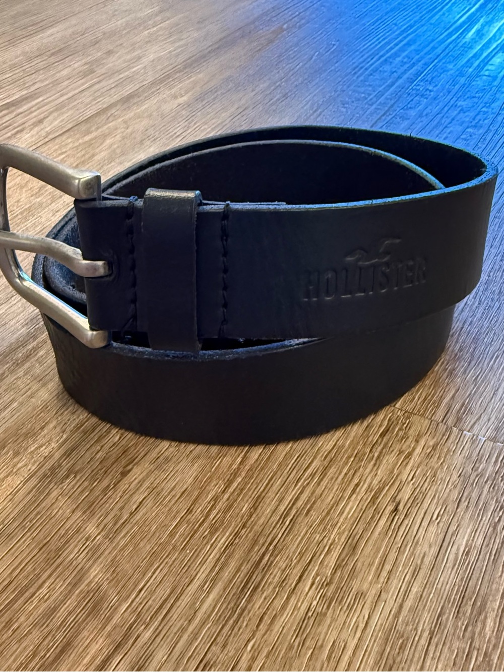 Vintage Y2K Hollister Leather Belt Black Silver Classic Preppy Grunge Size 38/L